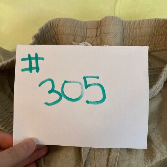 Love Tree Pants Womens Sz M Tan Khaki Linen Drawstring Cinched Jogger - Picture 10 of 11